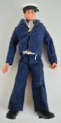 Palitoy vintage Action Man figure in HMS Fearless sailor outfit, Palitoy Hong Kong label stitched to