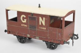 Bassett-Lowke gauge 1 Great Northern wooden goods brake van, length 21cm