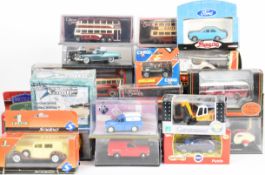 A collection of various diecast model cars, buses and trams to include Corgi, Original Omnibus