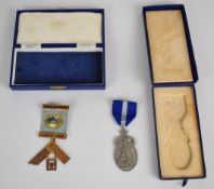 Two Masonic jewels for Finsbury Park Lodge no 1288 comprising 9ct gold and enamel jewel and a