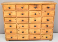 19th/20thC haberdashery / shop fitting chest of twenty four drawers, W108 x D28 x H84cm