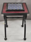 Franklin Mint The Battle of Waterloo pewter chess set with fitted board / table, height of king 5.