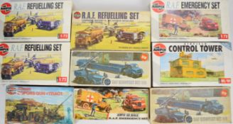 Nine vintage Airfix Royal Air Force plastic model kits, all in original boxes.
