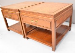 Pair of Chinese side tables with drawers, W71 x D71 x H47cm