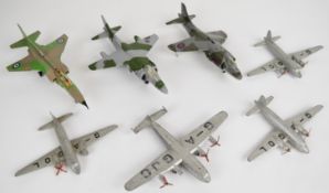 Seven diecast model military aeroplanes and jets to include vintage Dinky examples.