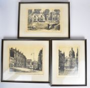 James Priddey (1916-1980) three signed etchings 'Waterloo Street' and 'Paradise Street' both