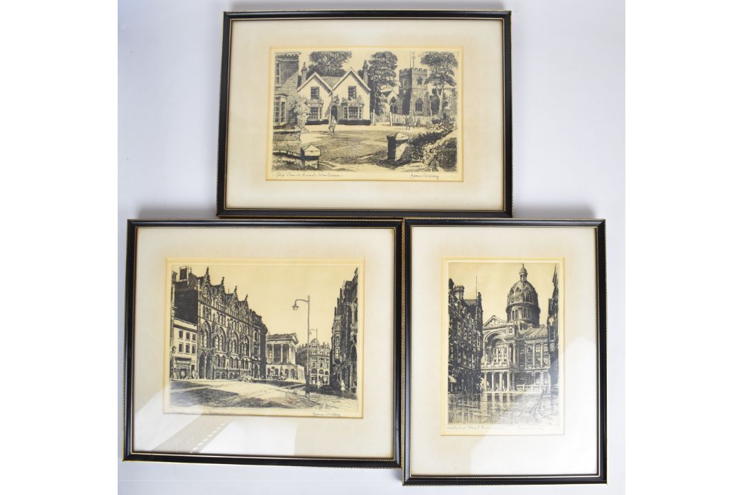 James Priddey (1916-1980) three signed etchings 'Waterloo Street' and 'Paradise Street' both - Image 1 of 5