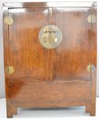 Chinese elm or similar cabinet with traditional locking mechanism and an arrangement of drawers