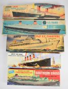Five Airfix plastic model cruise ship or ocean liner kits comprising RMS Queen Elizabeth F601S, P&