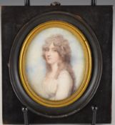 Georgian portrait miniature on ivory of a Lady Anne Barbara Frances Villiers, Lady Lambton (1772-