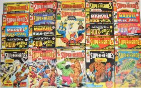 Forty-two 1970's British Marvel comics to include The Super-Heroes and The Mighty Wold of Marvel