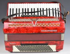 Royal Standard Montar 21 key accordion in red pearloid finish, with hard case