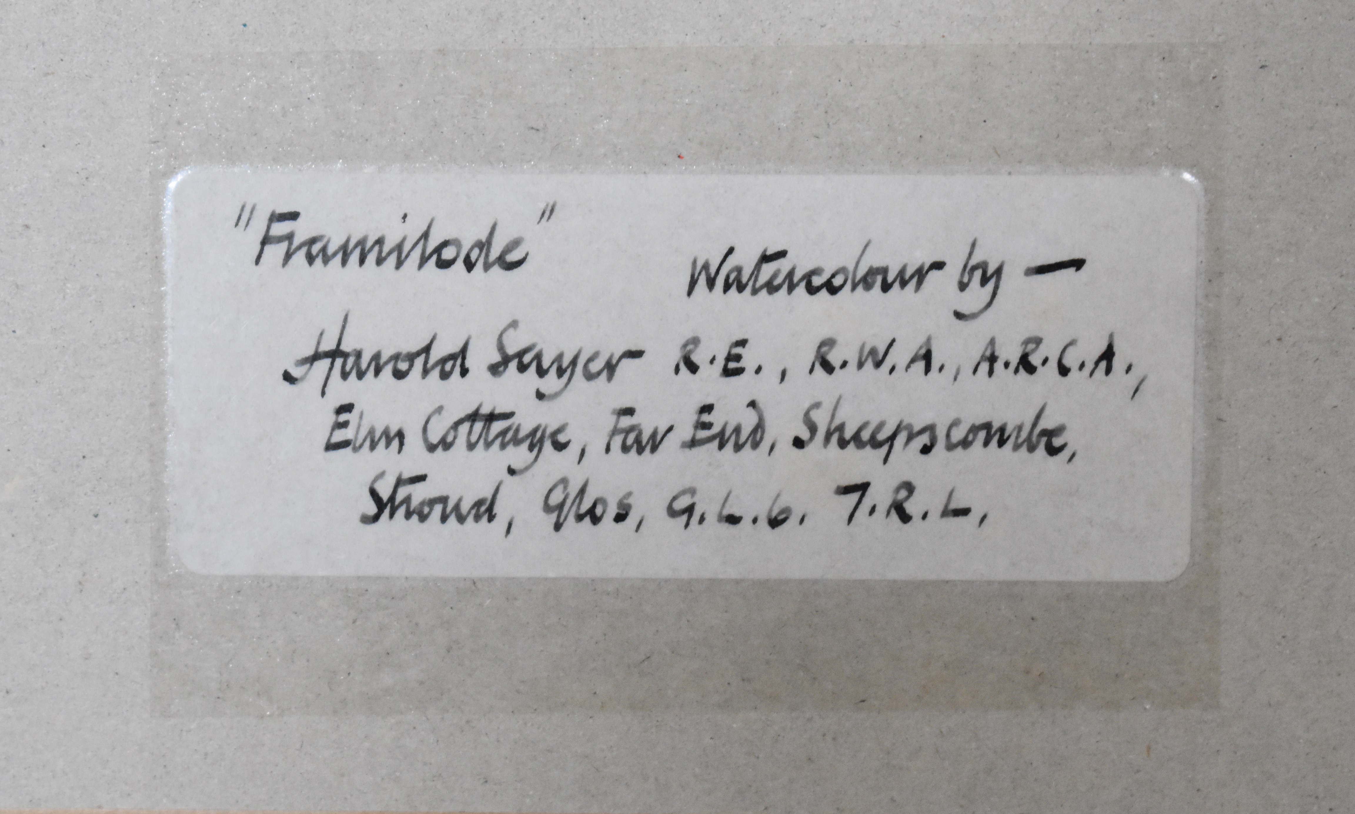 Harold Sayer watercolour 'Framilode' near Stroud, Gloucestershire with the river Severn, signed - Image 5 of 5