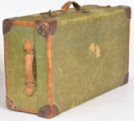 Vintage leather bound travelling trunk / case, W77 x D45 x H27cm