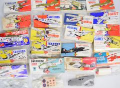 Twenty early Airfix 1:72 scale plastic model aeroplane kits to include Armstrong-Whitworth Seahawk