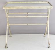 Wrought iron mirror topped tavern style table, W81 x D50 x H74cm