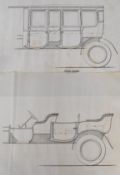 Two Leonard Perks pen and ink Edwardian car coachwork drawings comprising limousine and Roi des
