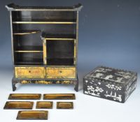 Two jewellery boxes with inlaid / painted decoration, tallest 41cm