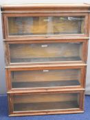 Globe Wernicke oak four tier glazed bookcase, W87 x D30 x H140cm
