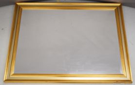 Contemporary bevelled glass mirror, 91 x 17cm