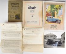 Crossley 15.7 Six vintage car brochure, further likely mid 1920s Crossley 20/70hp sports model