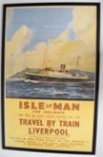Isle of Man Steam Packet Co advertising poster depicting the ship Mona's Isle, printed by