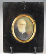 19th century portrait miniature on ivory of a bearded gentlemen wearing glasses, maximum diameter