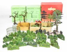 A collection of Britains Farm metal scenery pieces to include Tree & Gate 7F and New Model Tree 58F,