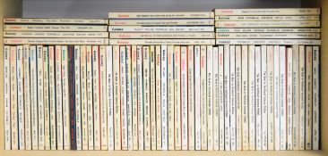 Sixty-five Galaxy Science Fiction digest-size pulp magazines dating to the 1970's, contributors