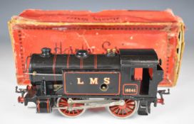 Hornby 0 gauge clockwork 0-4-0 LMS model railway tank locomotive, 16045, in original box.
