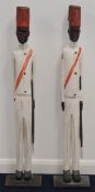 A pair of novelty carved wooden figures in the Blackamoor style, formed as African or similar
