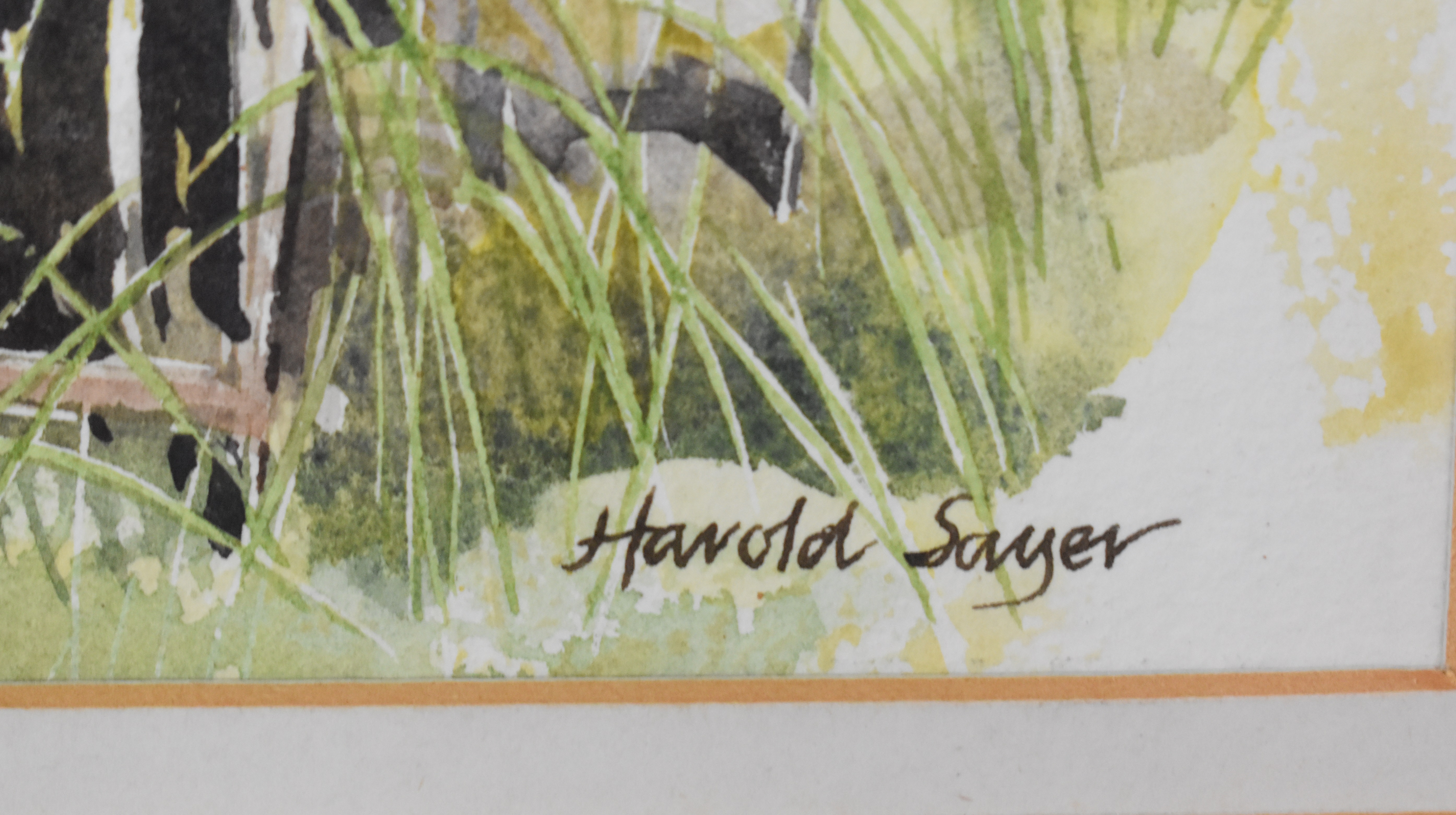 Harold Sayer watercolour 'Framilode' near Stroud, Gloucestershire with the river Severn, signed - Image 3 of 5