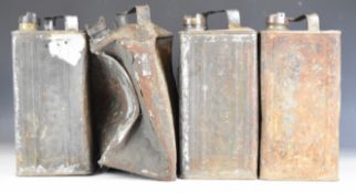 Four vintage car 2 gallon petrol cans, comprising three Esso and one Shell Mex