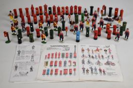 Over 70 The Postal Heritage Collection metal figurines including post boxes, letter carriers,