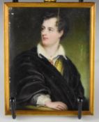 Georgian portrait miniature on ivory of George Gordon, 6th Lord Byron (poet 1788-1824), 11.5 x