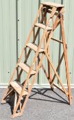 Vintage wooden step ladder, height 147cm