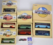 Five Corgi commercials and similar diecast model buses or coaches to include Leyland Tiger,