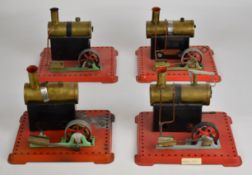 Four Mamod SE1 or SE2 live steam stationary engines with single oscillating cylinders
