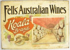 Fells' Australian Wines pressed board advertising sign for Koala Brand, with koala and cub pictorial