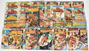 Sixty-three bronze age Marvel comics comprising titles Ms. Marvel, The Spider-Woman, The Human Fly