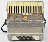 Galanti accordion, in silver pearloid finish