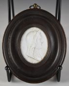 19th century glass paste relief portrait of Lady Margaret Tudor, mother of Henry VII, with name