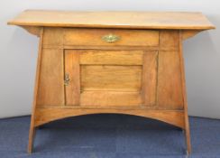 Arts & Crafts oak sideboard, possibly Liberty, with single straight drawer with jointed and bevelled