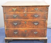 Georgian mahogany chest of two over three graduated drawers, raised on bracket feet, W97 x D56 x