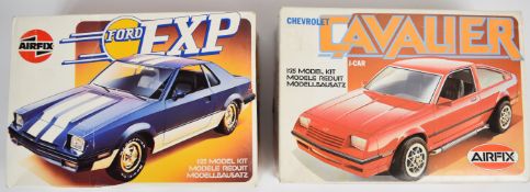 Two Airfix 1:25 scale plastic model sports car kits comprising Ford EXP 06432 and Cavalier J-Car