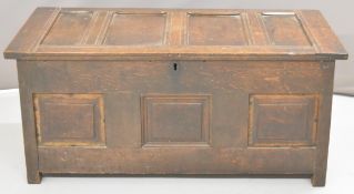 18th / 19thC oak panelled chest, W119 x D54 x H53cm