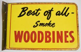 Vintage Woodbines double sided enamel advertising sign, 35.5cm x 54cm