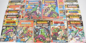 Eighty-one Mighty World of Marvel / The Incredible Hulk comics.