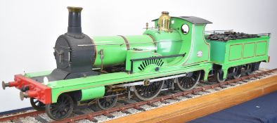 LSWR or similar 5 inch gauge live steam 4-4-0 tender locomotive with copper boiler, Stephenson's