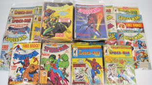 Over one hundred 1980's British Spider-Man comics by Marvel, many with free gifts still attached.